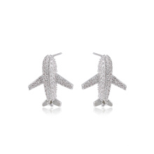 E-724 xuping fashion aircraft shape design rhodium color synthetic zircon women's stud earrings